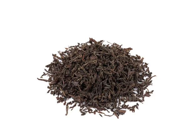 Černý Suchý Čaj Listy Izolované Bílém Pozadí — Stock fotografie
