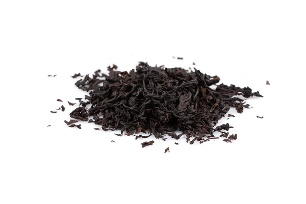 Suchý Černý Čaj Listy Izolované Bílém — Stock fotografie