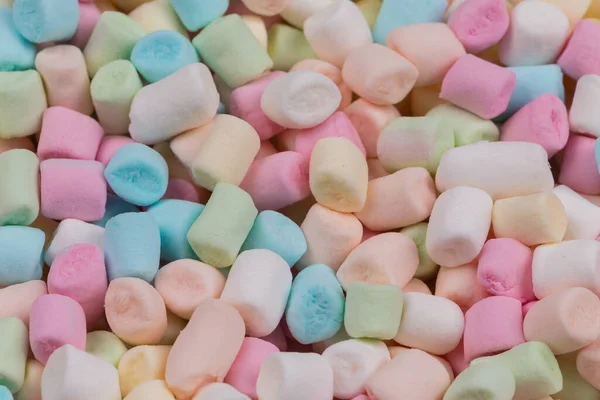 stock image Colorful marshmallows as background, macro. Fluffy marshmallows texture close up.