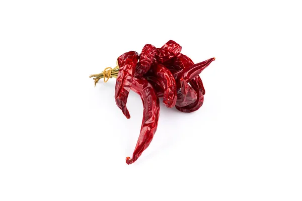 stock image Dried red chili peppers isolated on white background