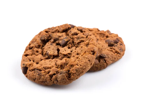 Cookies Aux Pépites Chocolat Isolés Sur Fond Blanc — Photo