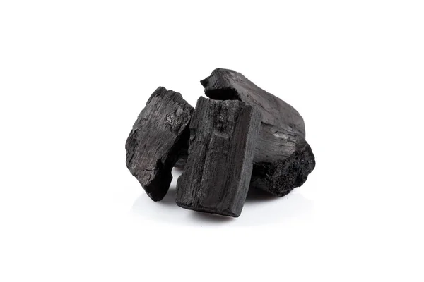 Dřevěné Uhlí Izolované Bílém Pozadí — Stock fotografie