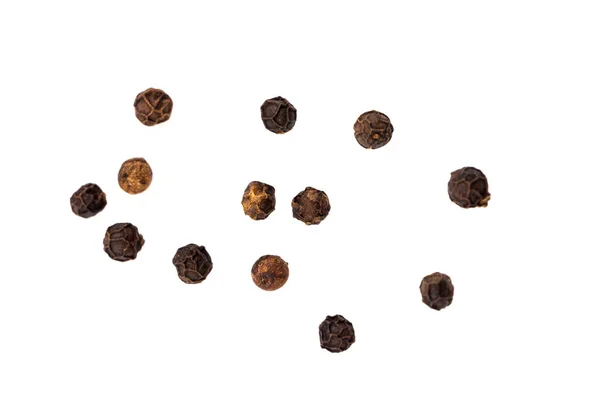 Černý Pepř Semen Bílém Pozadí — Stock fotografie