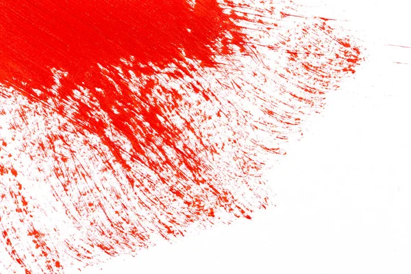 白い紙にペイントブラシの赤いストロークスプラッシュ — ストック写真