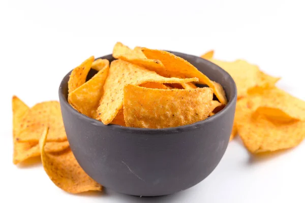 stock image mexican corn nachos chips, isolated on white background