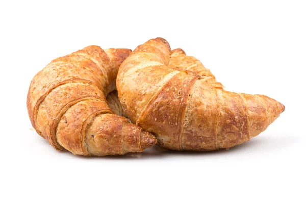 Friss Ízletes Croissant Több Mint Fehér Háttér — Stock Fotó