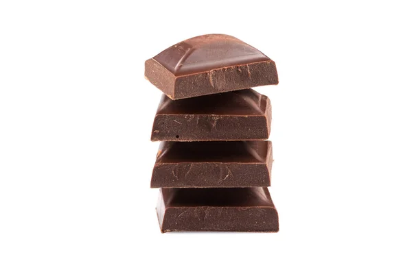 Natural Chocolate Milk Dark Bar Isolated White — Stock Photo, Image