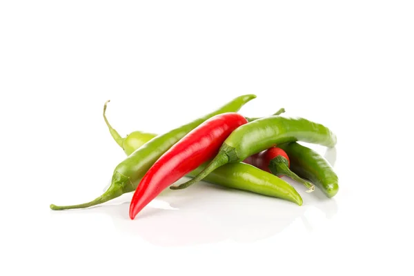 stock image Green and red chili pepper isolated on white background