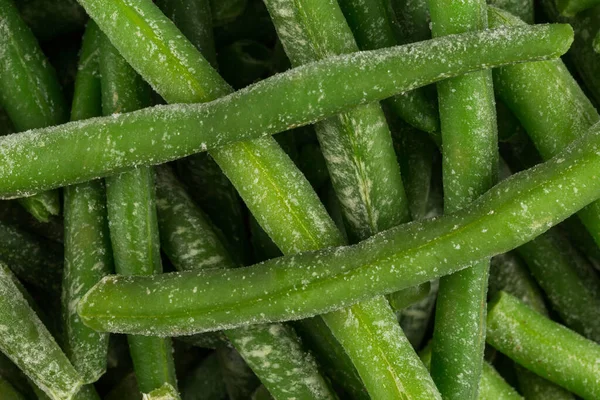 Fagyasztott Vágott Zöldbab Zöldség Egy Tálat Elszigetelt Fehér — Stock Fotó