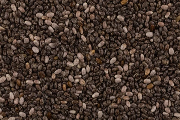 Chia Tohumlarının Üst Görüntüsü Arkaplan Için Kullanılabilir — Stok fotoğraf