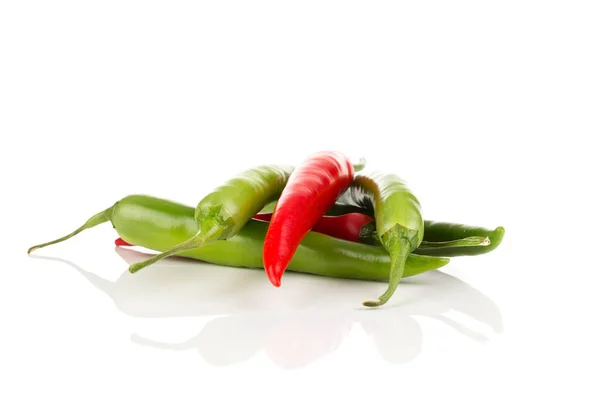 Green Red Chili Pepper Isolated White Background — Stock Photo, Image