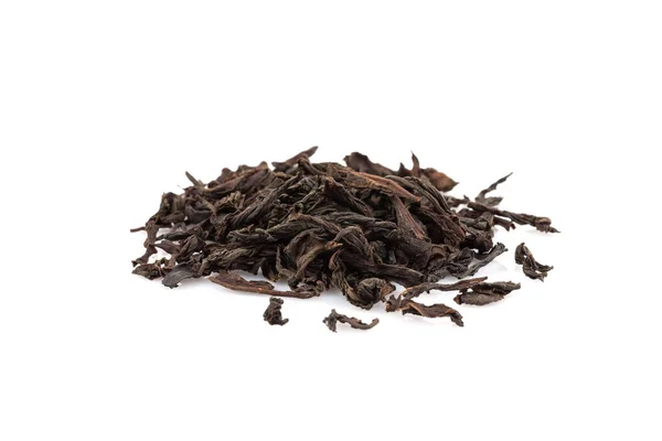 Czarne Suche Liście Herbaty Izolowane Białym Tle Obraz Stockowy