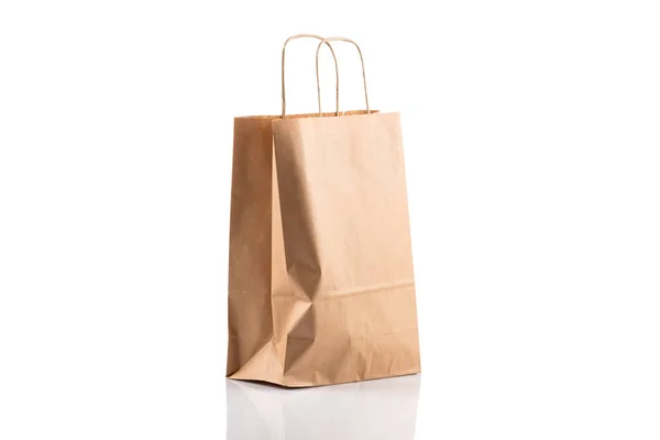 Recycled Paper Kraft Shopping Bag Package Bag Isolated White Background — Stock Fotó