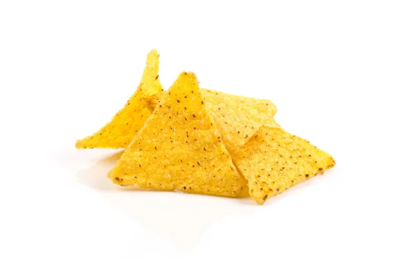 Salgado Milho Snack Nachos Chips Isolados Branco — Fotografia de Stock