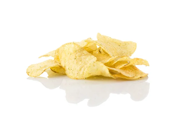 Előkészített Burgonya Chips Snack Vértes Nézet Fehér Háttér — Stock Fotó