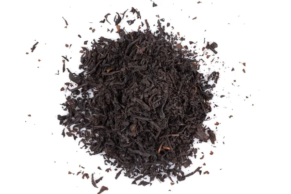 Suchý Černý Čaj Listy Izolované Bílém — Stock fotografie