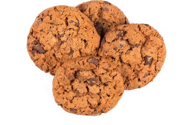 Csokoládé Chip Cookie Kat Elszigetelt Fehér Background — Stock Fotó