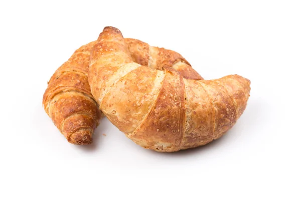 Friss Ízletes Croissant Több Mint Fehér Háttér — Stock Fotó