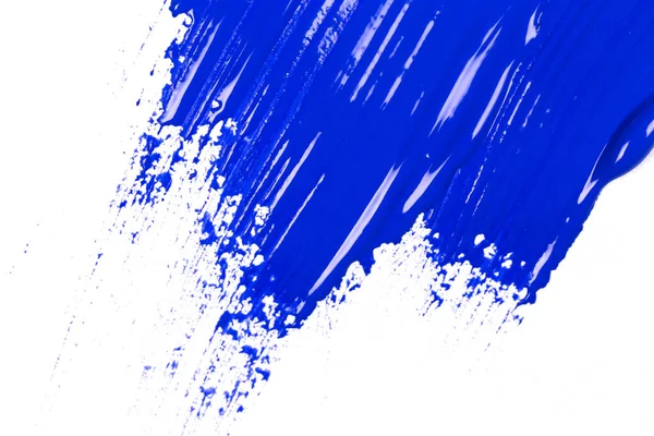 Golpe Azul Escova Tinta Papel Branco — Fotografia de Stock