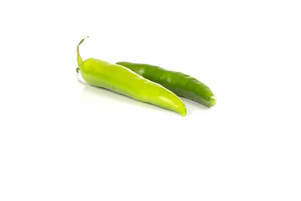 Groene Chili Peper Geïsoleerd Witte Achtergrond — Stockfoto