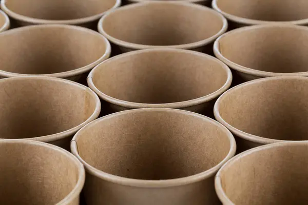 Leere Einweg Kaffeetassen Aus Papier Für Hintergrund — Stockfoto