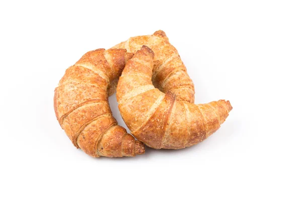 Croissant Frais Savoureux Sur Fond Blanc — Photo