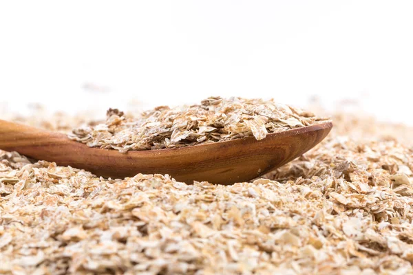 Cereali Integrali Fiocchi Avena Arrotolati Con Cucchiaio Legno — Foto Stock