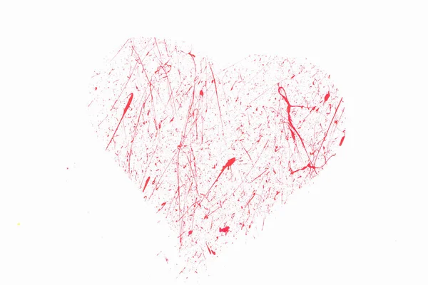 Gouache Texture Paint Paper Red Paint Splash Heart Background — Stock Photo, Image