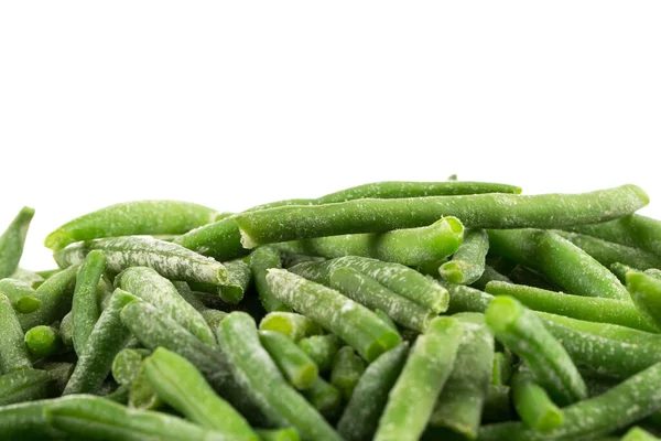 Mrożone Warzywa Cięte Fasola Szparagowa Misce Białym Tle — Zdjęcie stockowe