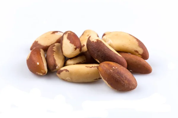 Brazil Nuts Close Isolated White Background — Stock Photo, Image