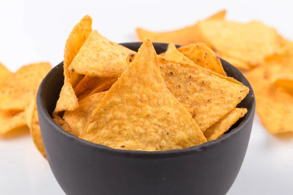 stock image mexican corn nachos chips, isolated on white background