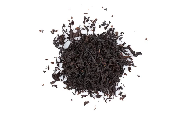 Trockene Schwarze Teeblätter Isoliert Auf Weißem — Stockfoto