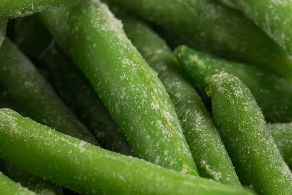 Frijoles Verdes Congelados Cortados Tazón Aislados Blanco —  Fotos de Stock