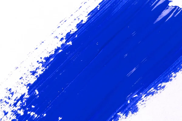 Golpe Azul Respingo Escova Tinta Fundo Textura Papel Branco — Fotografia de Stock