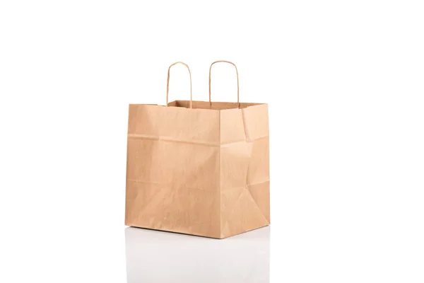 Recycled Paper Kraft Shopping Bag Package Bag Isolated White Background —  Fotos de Stock