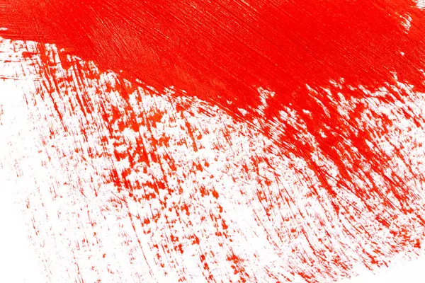 Красный Штрих Кисти Белой Бумаге — стоковое фото