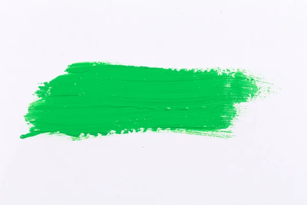 Green Texture Splash Stroke Paint Brush White Paper Background — Photo