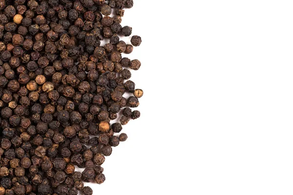 black pepper, black peppercorn , indian spice - isolated on white
