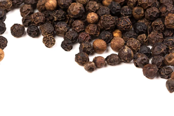 Black Pepper Black Peppercorn Indian Spice Isolated White — Stock Photo, Image