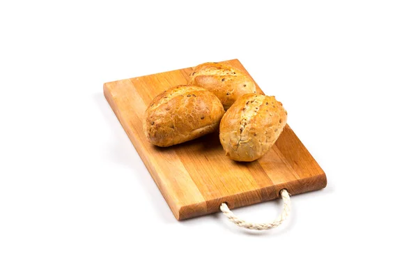 Pão Pão Cozido Forno Fresco Isolado Branco — Fotografia de Stock