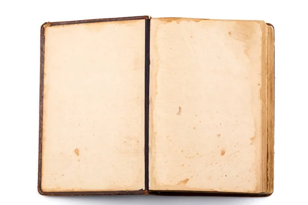 Apri Vecchio Libro Vuoto Sfondo Bianco — Foto Stock