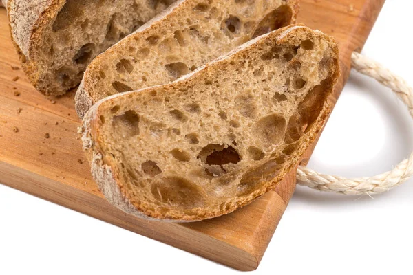 Нарізаний Хліб Обробній Дошці Білому Фоні — стокове фото