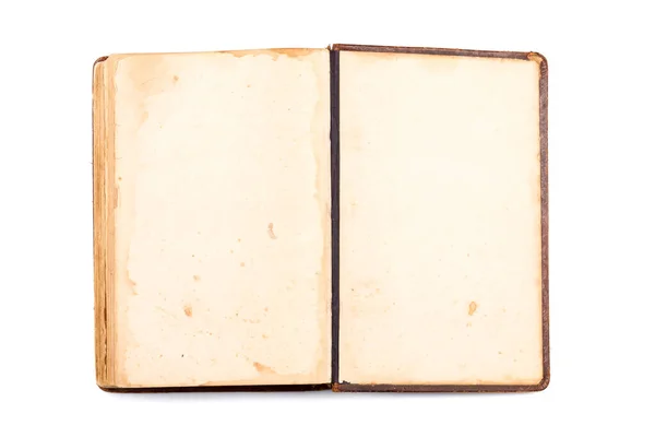 Άνοιγμα Παλιού Βιβλίου Κενό Λευκό Φόντο — Φωτογραφία Αρχείου