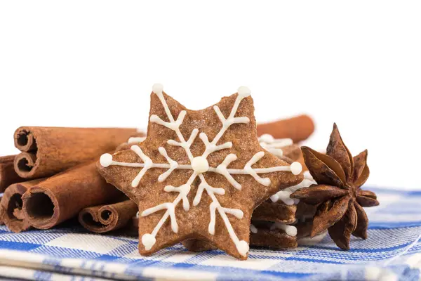 Christmas Cookies Cinnamon Anise White Isolated Background — Stock Photo, Image