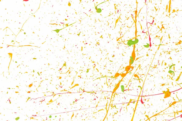 Πολύχρωμες Σταγόνες Μελανιού Μπογιά Πιτσιλίζει Φωτεινό Υλικό Πολλαπλές Κουκκίδες Χρώματος — Φωτογραφία Αρχείου