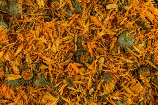 Calendula Flowewr Herbaty Infuzji Jako Tło — Zdjęcie stockowe
