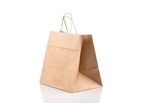 Recycled Paper Kraft Shopping Bag Package Bag Isolated White Background —  Fotos de Stock