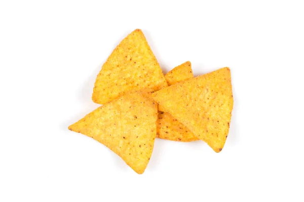 Mexické Kukuřičné Nachos Chipsy Izolované Bílém Pozadí — Stock fotografie