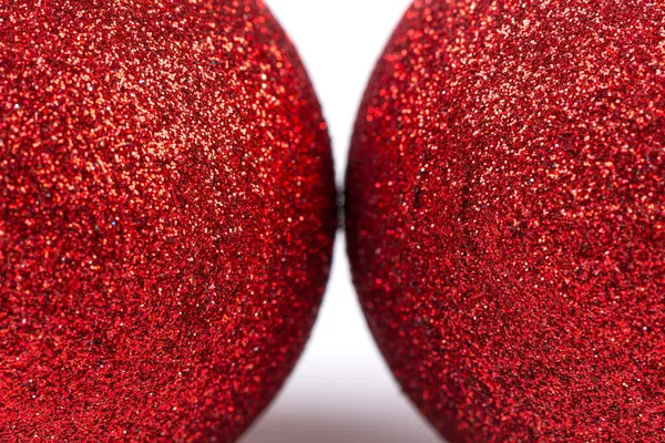 Kırmızı Noel Topları Yakın Çekim Makro — Stok fotoğraf