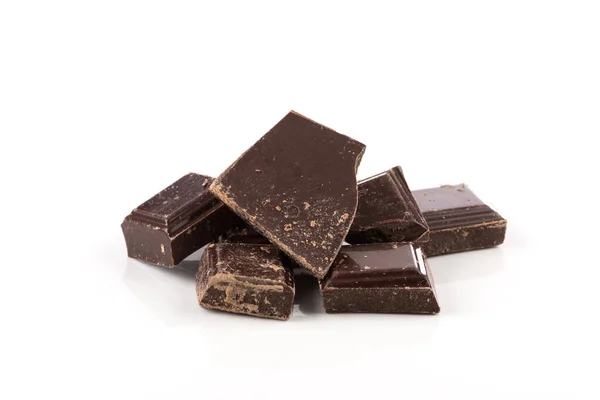 Dark Milk Chocolate Chopped White Background — Stock Photo, Image